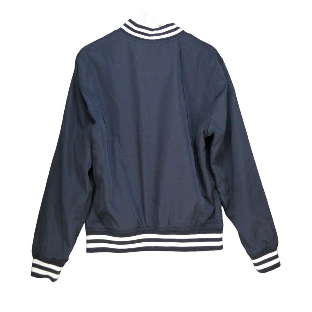 Abercrombie & Fitch‎ Varsity Bomber Stadium jacket Men size M navy blue preppy - Picture 2 of 8